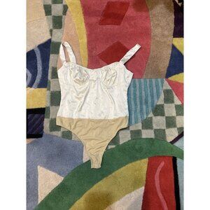 Danielle Bernstein RUCHED TANK STRETCH CHARMEUSE BODYSUIT Size 12 BNWT